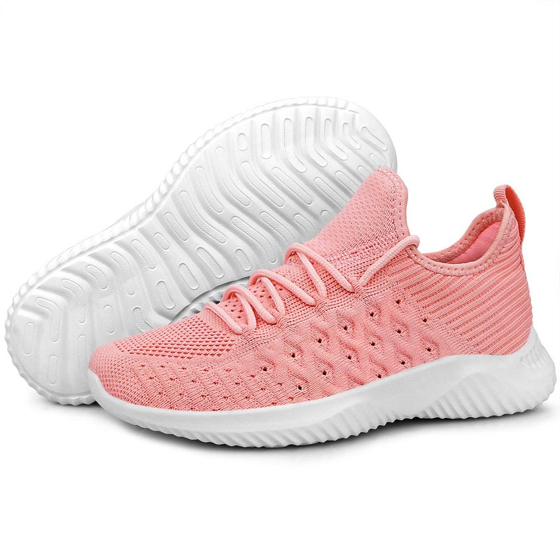Feethit Womens Slip On Walking Shoes Non Slip Running Shoes Breathable Workout Shoes Lightweight Gym Sneakers Pink Size 7.5 - Image 4